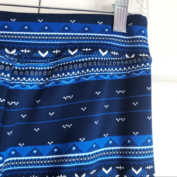 Serra Cozy Blue Tribal Print Fleece Lined Leggings Small - Picture 13 of 14